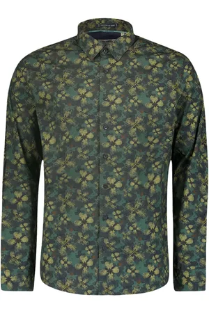 No Excess Shirt stretch allover printed dark green
