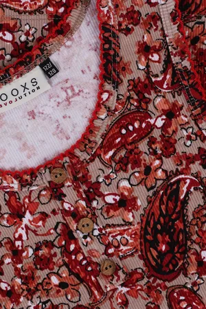 LOOXS Revolution Rib jersey top bloemen voor meisjes in de kleur