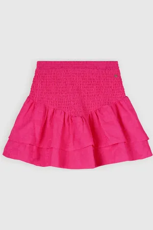 NoBell Meisjes jeans plooirok met riem nimmy piiink