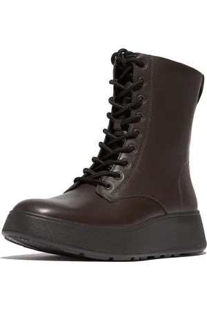 FitFlop F-mode leather lace-up flatform ankle boots