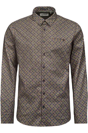 No Excess Shirt stretch allover printed aubergine