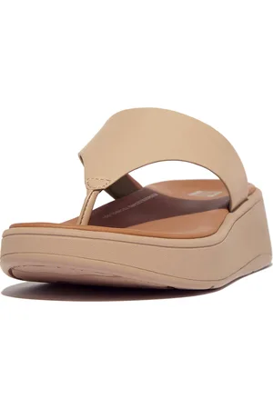 FitFlop F-mode leather flatform toe-post sandals