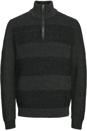 JACK & JONES Jjhugo knit half zip antraciet