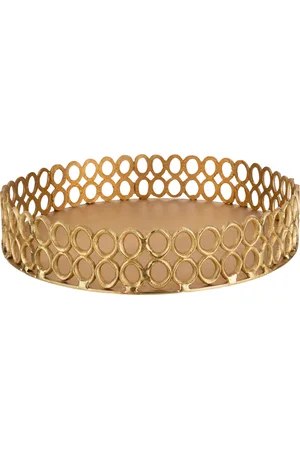 J-line Plateau rond ringen aluminium 49x49x10cm