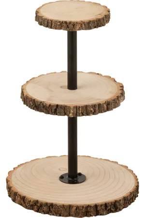 J-line Plateau 3 niveaus rond paulownia hout 35x35x50cm