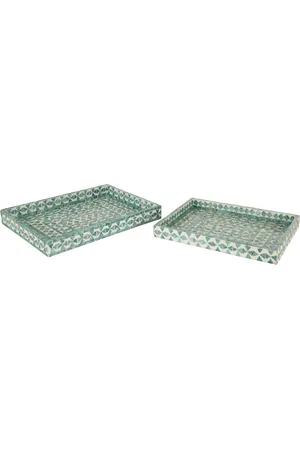 J-line Set van 2 plateau parel azur 45.5x35x5cm
