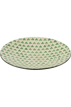 J-line Plateau nuye rond schelpen/papier 45x45x6cm