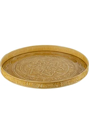J-line Plateau rond klassiek ijzer oker small 35x35x3cm