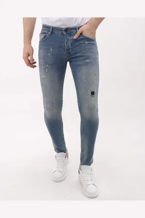 Mario Morato Sim fit stretch jeans met scheuren mm
