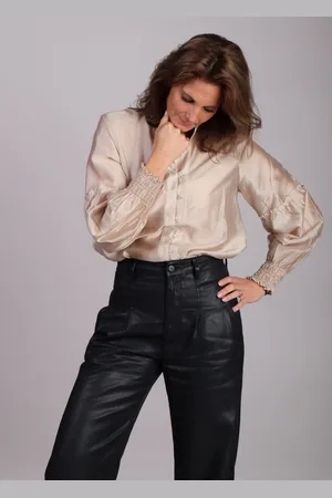 Moss Copenhagen Champagne satijnlook blouse ruffle details kitlyn romina