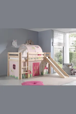 LUCEVI Pino halfhoogslaper + ladder + glijbaan + spring gordijntjes + spring