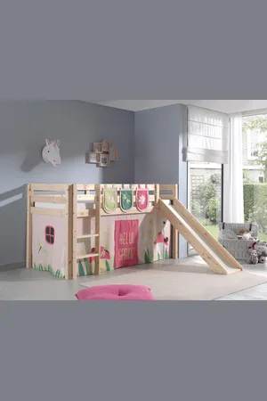LUCEVI Pino halfhoogslaper + ladder + glijbaan + spring gordijntjes + 3 zakjes