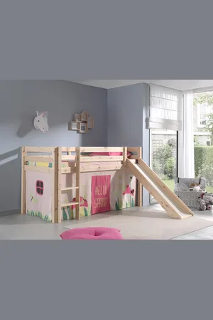 LUCEVI Pino halfhoogslaper + ladder + glijbaan + spring gordijntjes