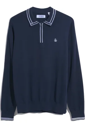 Original Penguin Polo 1/4 zip earl sweater dark sapphire