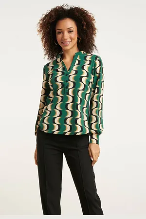 Smashed Lemon 24821 retro grafisch geprint travel kwaliteit blouse |