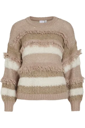 VILA Vituri o-neck ls sequin knit top zand dessin