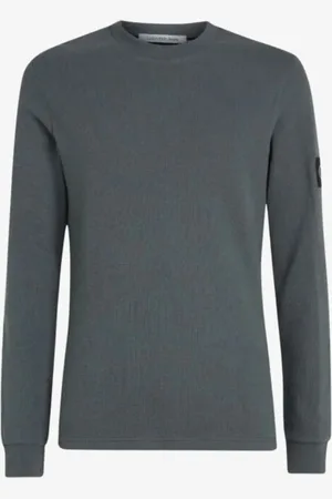 Calvin Klein Heren shirt waffle longsleeve endless grey
