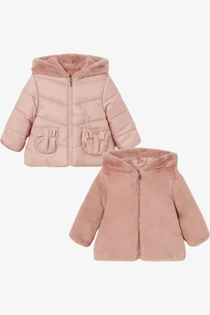 Mayoral Meisjes winterjas faux fur reversible blush