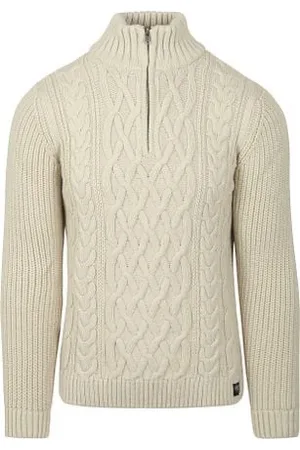 Superdry Jacob cable knit half zip beige