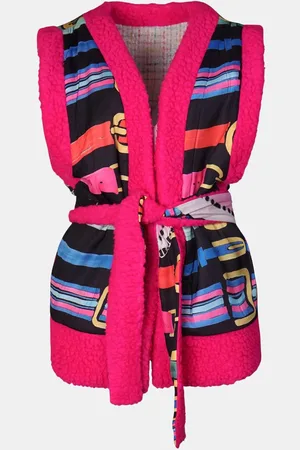 MUCHO GUSTO Gilet teddy omkeerbare riem print