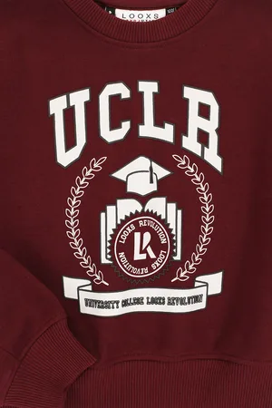 LOOXS Revolution Sweater bordeaux university print voor meisjes in de kleur