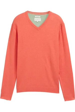 TOM TAILOR V-neck stucture neck koraal