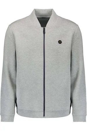 No Excess Sweater full zipper pique bomber grey melange