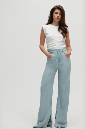 Homage to Denim Licht wide leg jeans met splitjes