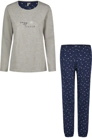 by Louise Dames pyjama set lang katoen grijs