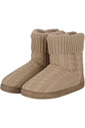 Apollo Dames pantoffels kabel patroon taupe