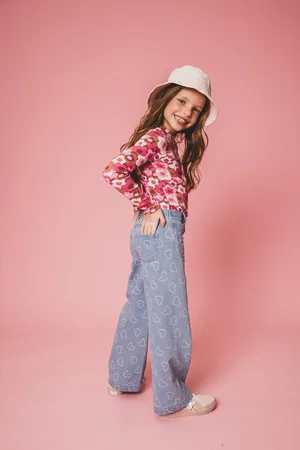 LOOXS Revolution Denim wide leg hearts voor meisjes in de kleur
