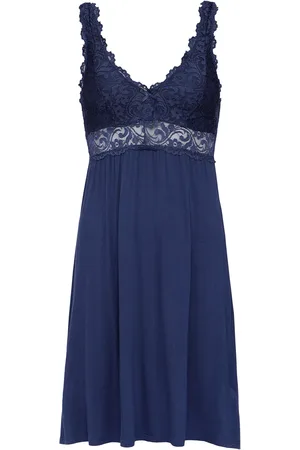 by Louise Slipdress dames nachthemd met kant donker