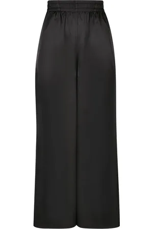 Urban classics Dames satijnen broek met wijde pijpen