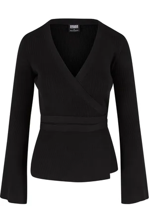 Urban classics Dames ribbed fijngebreid wrap vest