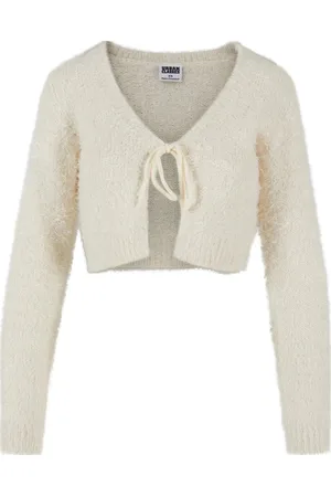 Urban classics Dames cropped feather front tie vest