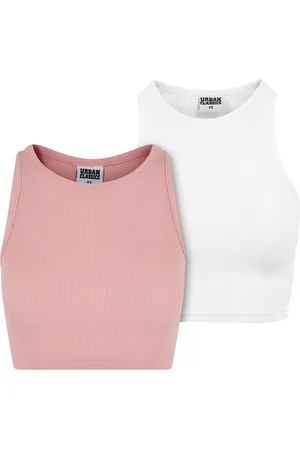 Urban classics Dames ribbed crop top (set van 2)