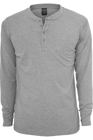 Urban classics Heren basic henley t-shirt met lange mouwen