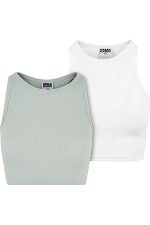 Urban classics Dames ribbed crop top (set van 2)