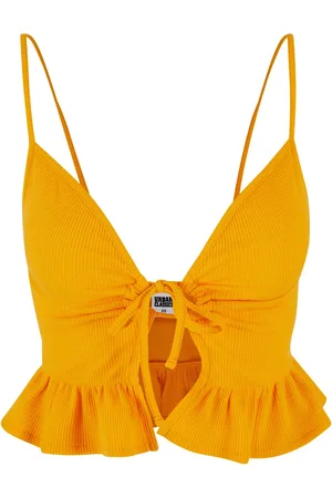 Urban classics Dames gerimpelde wafel piqué top