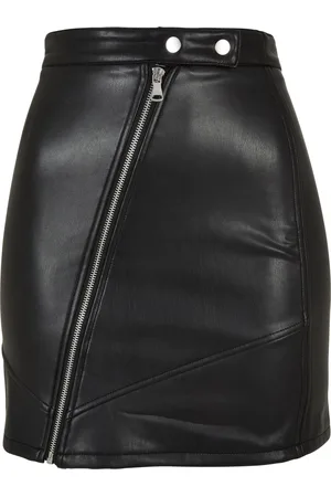 Urban classics Dames biker faux leren rok