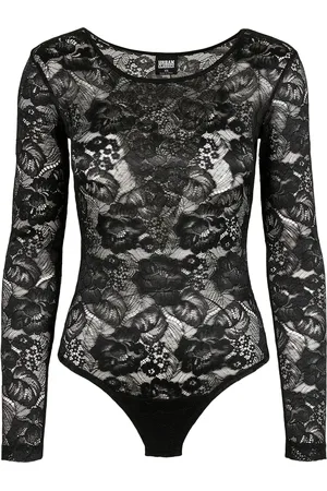 Urban classics Dames kanten bodysuit met lange mouwen