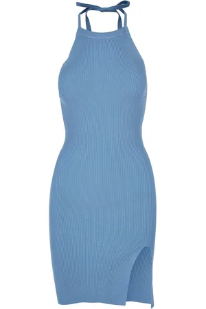 Urban classics Dames ribgebreide halter hals jurk