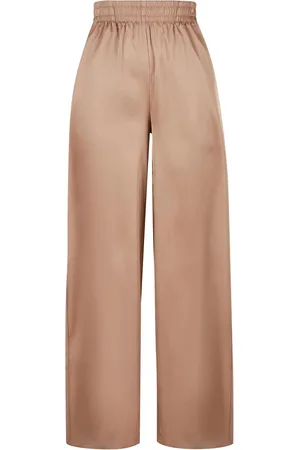 Urban classics Dames satijnen broek met wijde pijpen