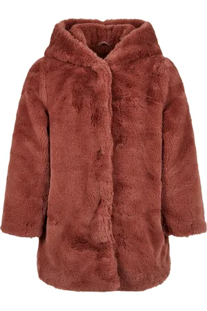 Urban classics Meisjes teddy fleece mantel met capuchon