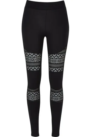 Urban classics Dames legging met gehaakte kanten inslag