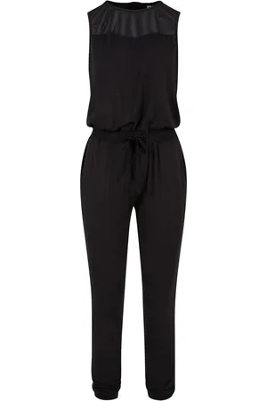 Urban classics Dames technisch lange jumpsuit van mesh