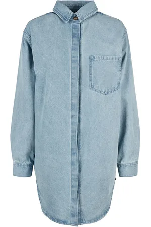 Urban classics Dames denim oversized overhemdjurk