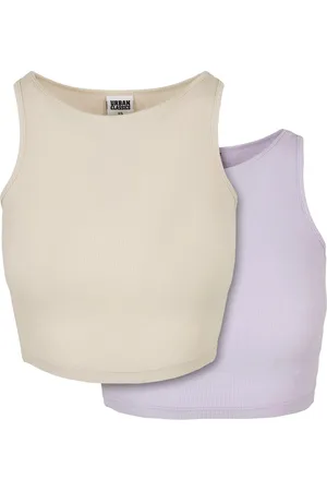 Urban classics Dames ribbed crop top (set van 2)
