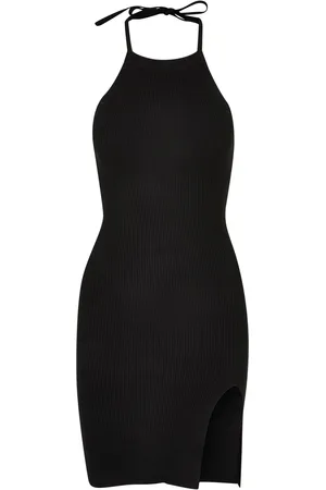 Urban classics Dames ribgebreide halter hals jurk