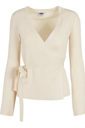 Urban classics Dames ribbed fijngebreid wrap vest